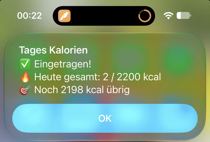 Bestätigung: Werte in Apple Health eingetragen