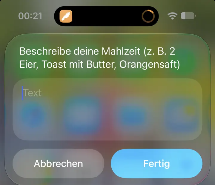 Mahlzeit als Text beschreiben